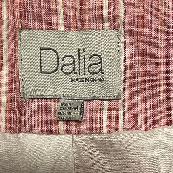 Dalia Blazer Womens Medium Pink White Striped Linen Cotton Tailored Jacket Suit - Picture 6 of 13